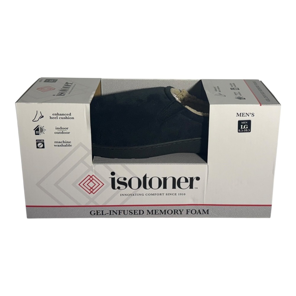 Isotoner Black Microsuede Hoodback Memory Foam Clog Slippers black‎ L 9.5-10.5 - Picture 4 of 9